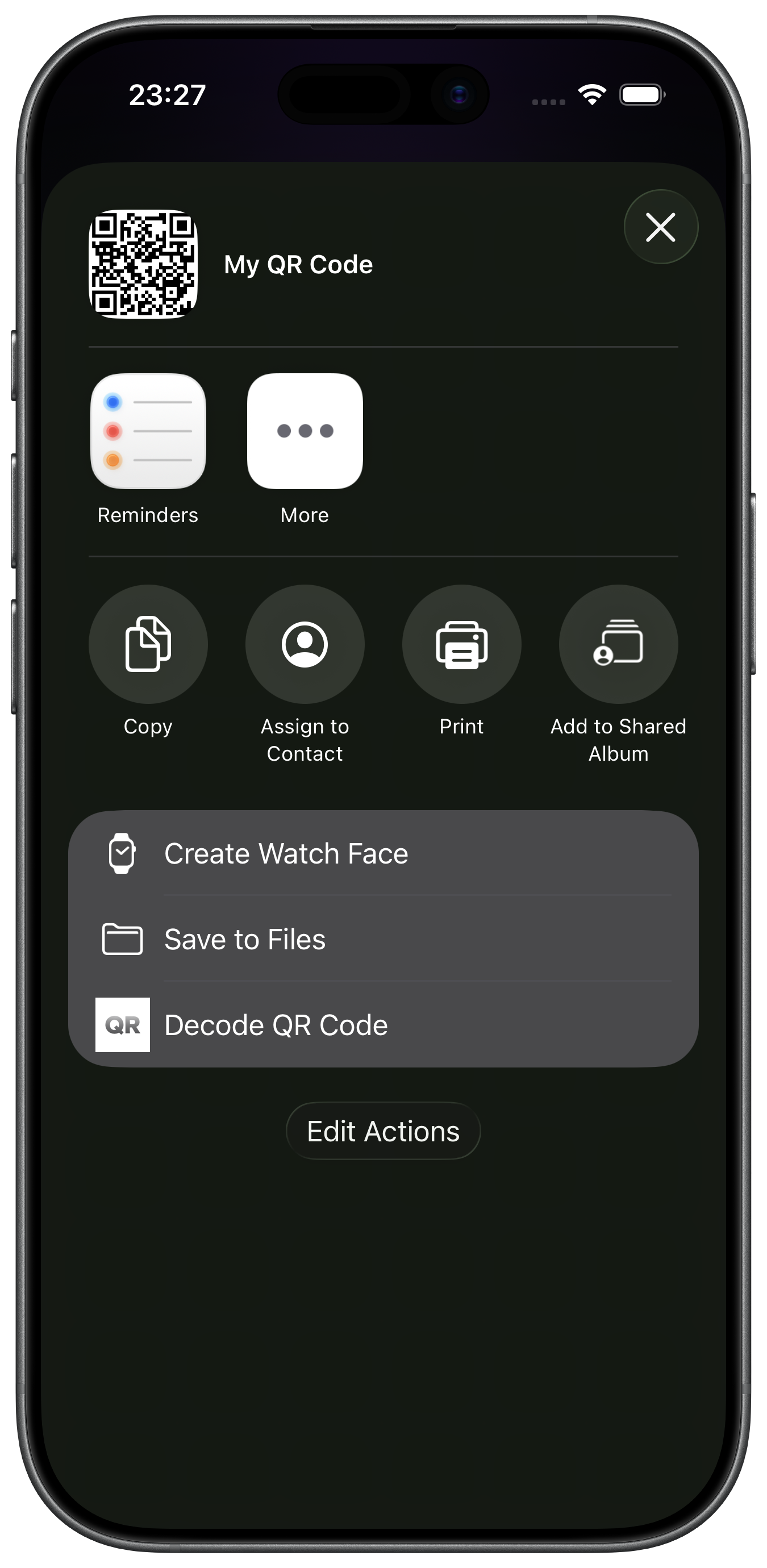 Decode a QR code via the share sheet
